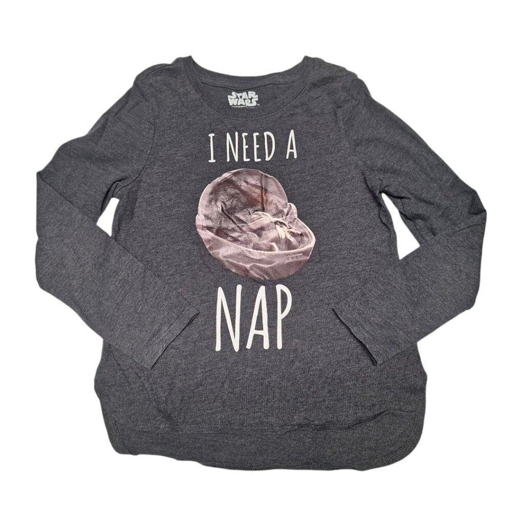 Star Wars Baby Yoda Shirt Girls Hi Low Long Sleeve Medium Need A Nap‎ Grogu